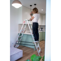 Drabina domowa aluminiowa dwustronna 8 stopniowa 125 kg produkt POLSKI