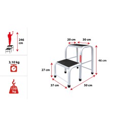 Taboret stalowy 2 stopnie 150 kg HOME