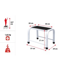 Taboret stalowy 1 stopniowy 150 kg HOME