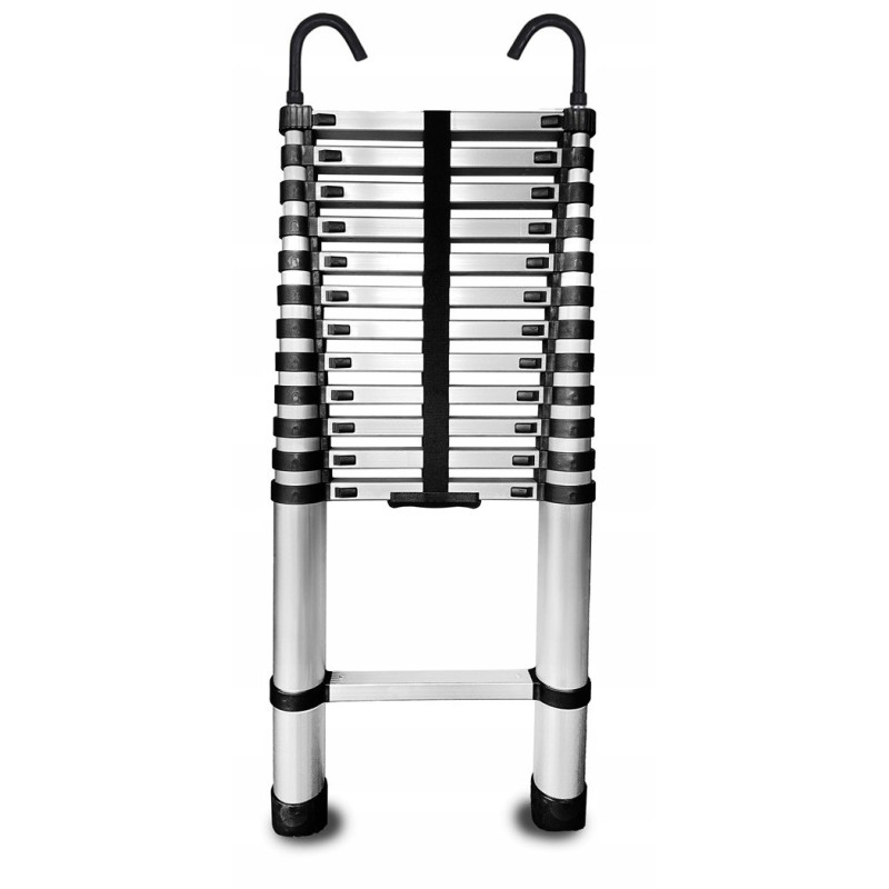 Drabina teleskopowa aluminiowa 11 stopni z HAKAMI HOME