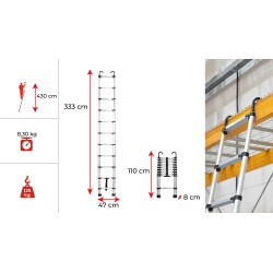 Drabina teleskopowa aluminiowa 11 stopni z HAKAMI HOME