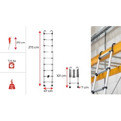 Drabina teleskopowa aluminiowa 9 stopni z HAKAMI HOME