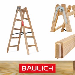 Drabina drewniana 2x5 150 kg wysokość 153 cm | Baulich