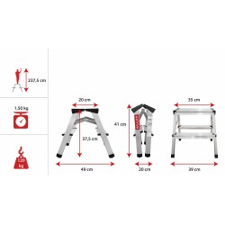 Drabinka aluminiowa dwustronna 2 stopnie 120 kg | Baulich