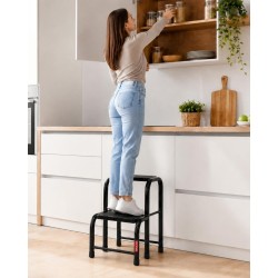 Taboret stalowy 2-stopniowy 150 kg czarny | Baulich