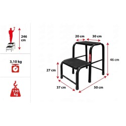 Taboret stalowy 2-stopniowy 150 kg czarny | Baulich