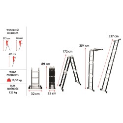 Drabina uniwersalna wielofunkcyjna przegubowa składana 4x3 stopnie BAULICH