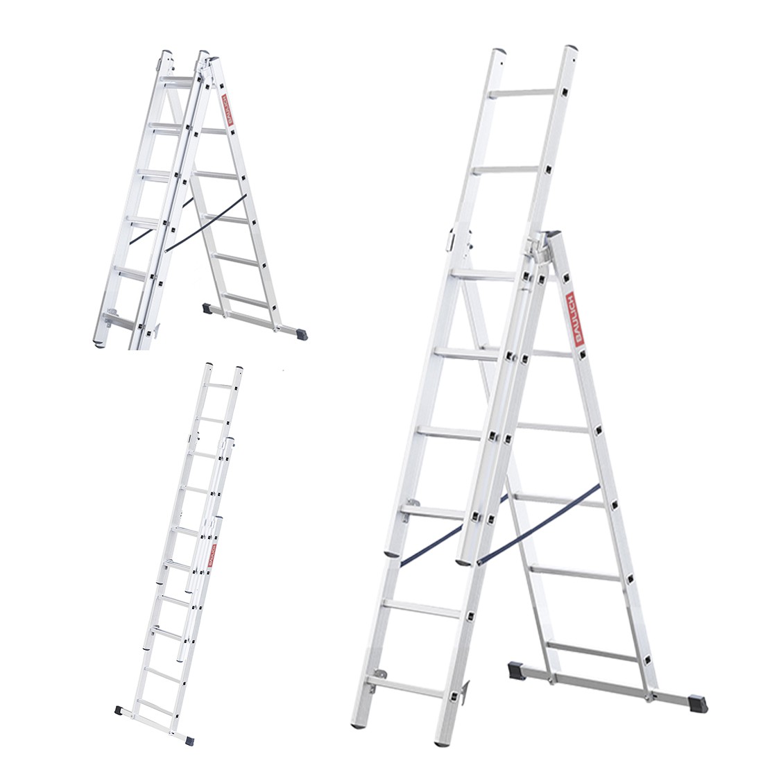 Różne sposoby ustawienia drabiny aluminiowej Baulich 3x6