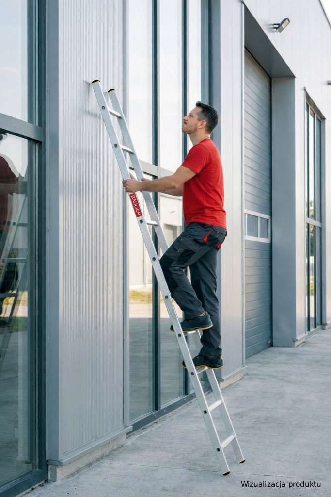 Drabina aluminiowa przystawna Baulich 1x10 podczas pracy