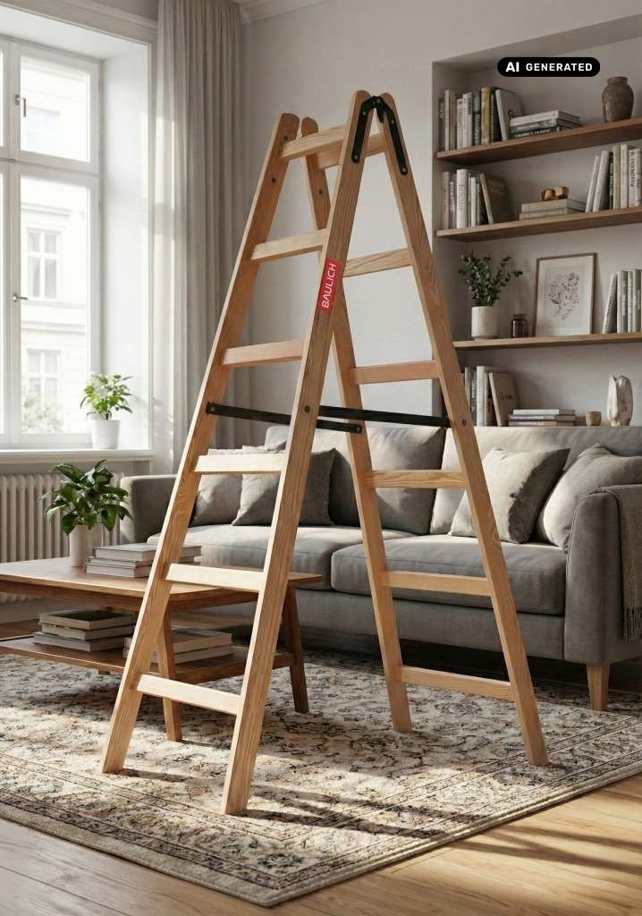 Impregnowana drewniana konstrukcja drabiny malarskiej Baulich 2x6