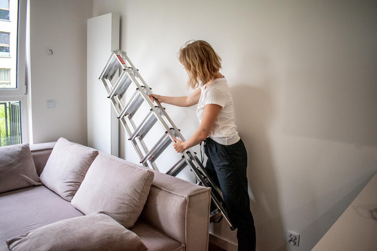 Złożona dwustronna drabina aluminiowa Baulich 2x8