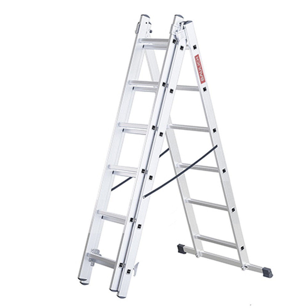 Drabina aluminiowa Baulich 3x6 rozstawiona w pozycji A