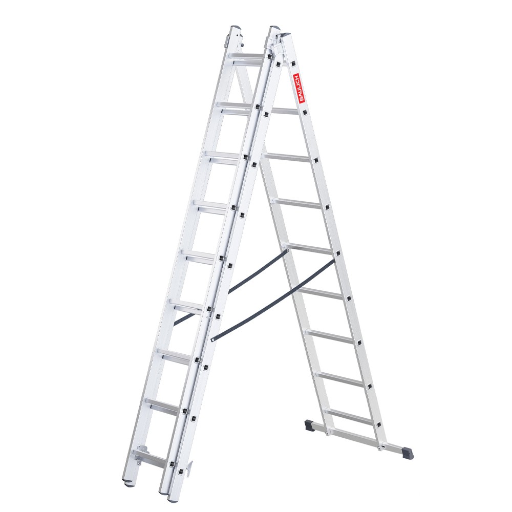 Drabina aluminiowa Baulich 3x9 rozstawiona w pozycji A